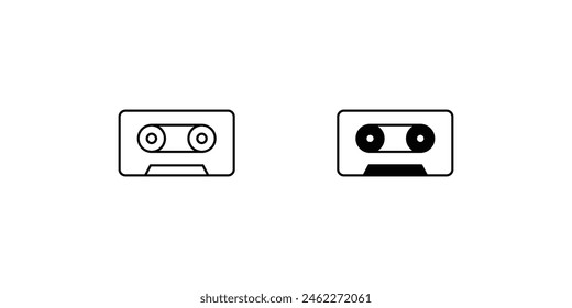 cassette tape icon with white background vector stock illustration