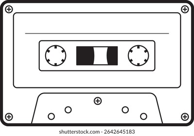 fita cassete ilustração áudio retro vintage música analógica mão desenhada mixtape