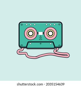 Cassette tape illustration vector graphic flat design 
eps 10 file editable perfect for music ads,music icon element and label music
size artboard 3000 x 3000
