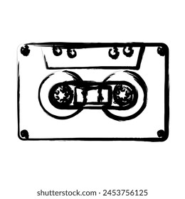 Cassette Tape Ink Brush Stroke Vector