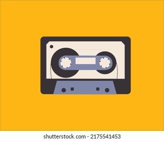 Cassette tape , isolated on yellow background, nostalgia.