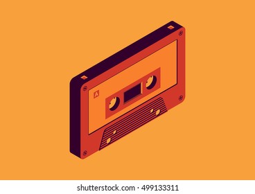 cassette tape isometric design