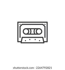 Cassette tape line icon. linear style sign for mobile concept and web design. Audio cassette outline vector icon. Symbol, logo illustration. Vector graphics