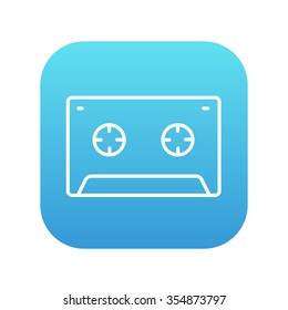 Cassette tape line icon for web, mobile and infographics. Vector white icon on the blue gradient square with rounded corners isolated on white background.