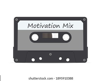 Cassette Tape Motivation Mix On A White Background. Vector Illustration.