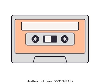 Fita cassete Fita de áudio antiga Fita de áudio Retro. Ilustração plana Dispositivo musical de plástico isolado. Uma antiga mixtape de músicas e músicas. Ferramenta multimídia com espaço de cópia Vetor