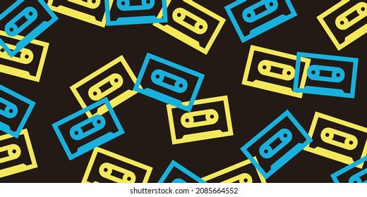 Cassette tape pattern background wallpaper (Hip hop Item series,flat version,vector)