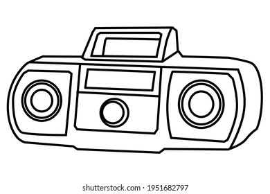 ilustración vectorial de la línea del reproductor de cinta de cassette,
aislado en fondo blanco.vista superior