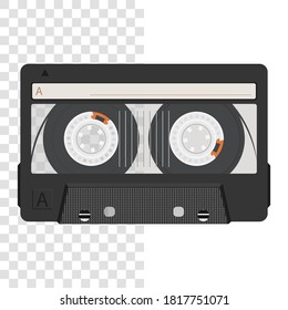 Cassette tape. Realistic retro audio cassette tape. Transparent Background.  Vector illustration.