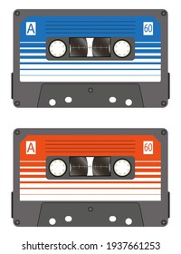 Cassette tape recorder retro vintage mixer.Isolated on white background. Flat style front side. Vector illustration