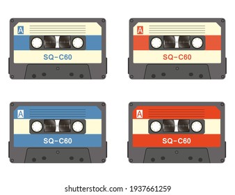 Cassette tape recorder retro vintage mixer.Isolated on white background. Flat style front side. Vector illustration