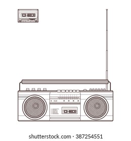 Cassette tape recorder. Vector illustration.