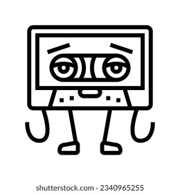 cassette tape retro music character line icon vector. cassette tape retro music character sign. isolated contour symbol black illustration