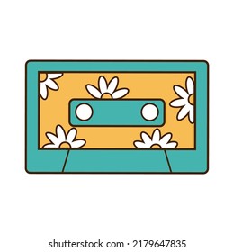 Cassette tape in retro style. Flat vector illustration.