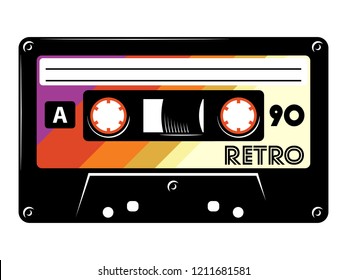 Cassette tape Retro vintage mixtape vector illustration on isolated white background.