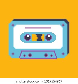 Cassette tape. Retro vintage mixtape . Vector pixel art illustration. 8 bit