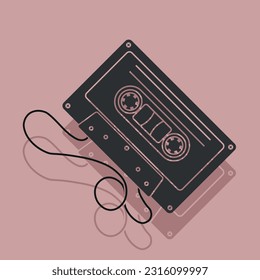 Cassette Tape Retro Vintage Mixtape Resume on Isolated White Background.