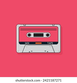 Cassette tape Retro vintage mixtape vector illustration on isolated white background.