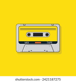 Cassette tape Retro vintage mixtape vector illustration on isolated white background.