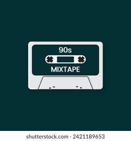 Cassette tape Retro vintage mixtape vector illustration on isolated background.