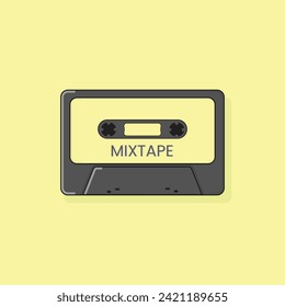 Cassette tape Retro vintage mixtape vector illustration on isolated background.