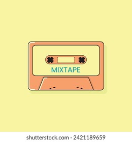 Cassette tape Retro vintage mixtape vector illustration on isolated background.
