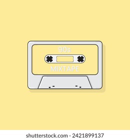 Cassette tape Retro vintage mixtape vector illustration on isolated background.