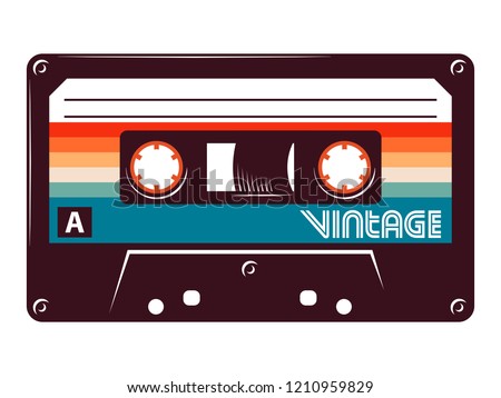 Cassette tape Retro vintage mixtape vector illustration on isolated white background.