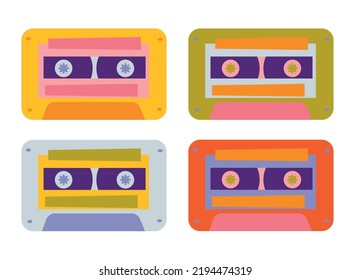 Cassette tape Retro vintage vector illustration on isolated white background.