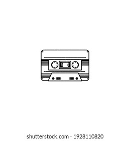 Cassette Tape Rustic Retro Vintage Vector Illustration Isolated on White Background