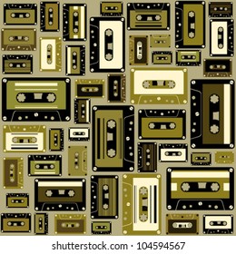 Cassette tape seamless pattern.