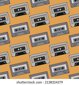 Cassette tape seamless pattern design