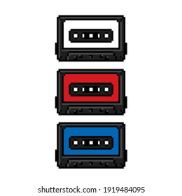 Cassette Tape Set in 8bit Pixel Art Style