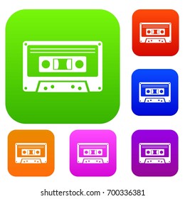 Cassette tape set icon in different colors isolated vector illustration. Premium collection