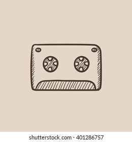 Cassette tape sketch icon.