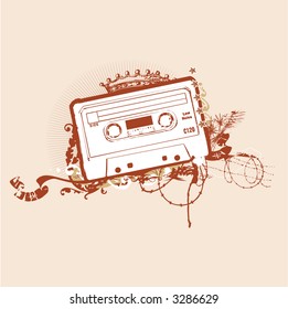 Cassette Tape Stencil . Vector illustration.