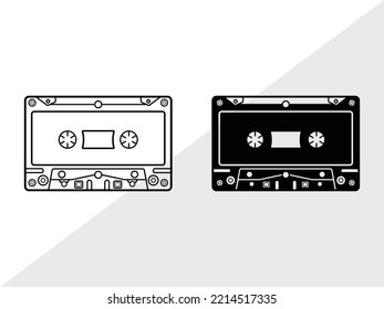 Ilustración de vectores impresos SVG de cinta de cassette