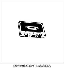 Logotipo de símbolo de cinta cassette. Ilustración vectorial.