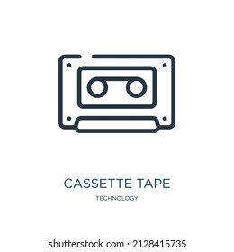 cassette tape thin line icon. sound, music linear icons from technology concept isolated outline sign. Vector illustration symbol element for web design and apps.