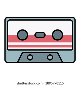 cassette tape using soft color and filled line style