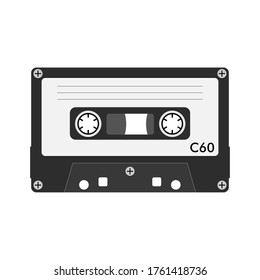 Cassette tape vector, audio cassette retro isolated illustration