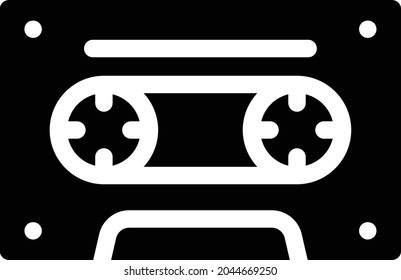 cassette tape vector glyph flat icon