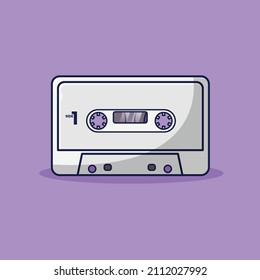 Cassette Tape Vector Illustration. Audio Recorder. Vintage Item. Flat Cartoon Style Suitable for Icon, Web Landing Page, Banner, Flyer, Sticker, Card, Background