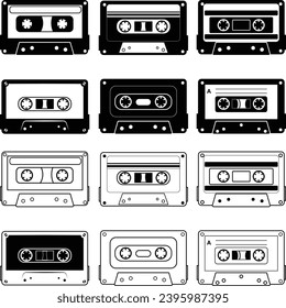 Cassette tape vector illustration. Retro cassete tape