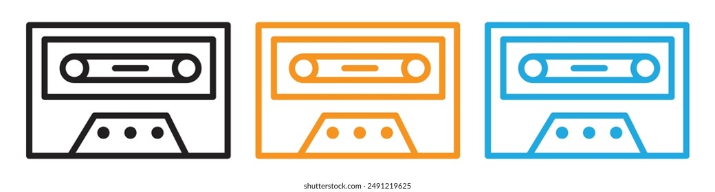 Cassette tape vector logo set collection for web app ui