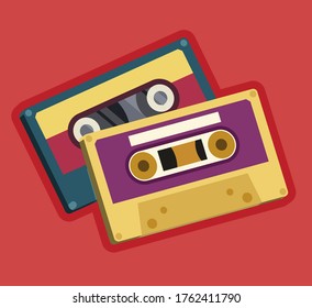 cassette tape vector, retro record, vintage, music, old song.