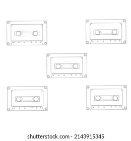 cassette tape vector sketch on white background