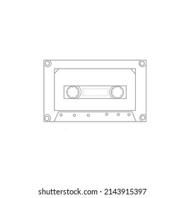 cassette tape vector sketch on white background