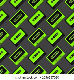 Cassette tapes diagonal seamless pattern. Authentic design for digital and print media.