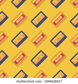Cassette tapes floating seamless pattern. Authentic design for digital and print media.